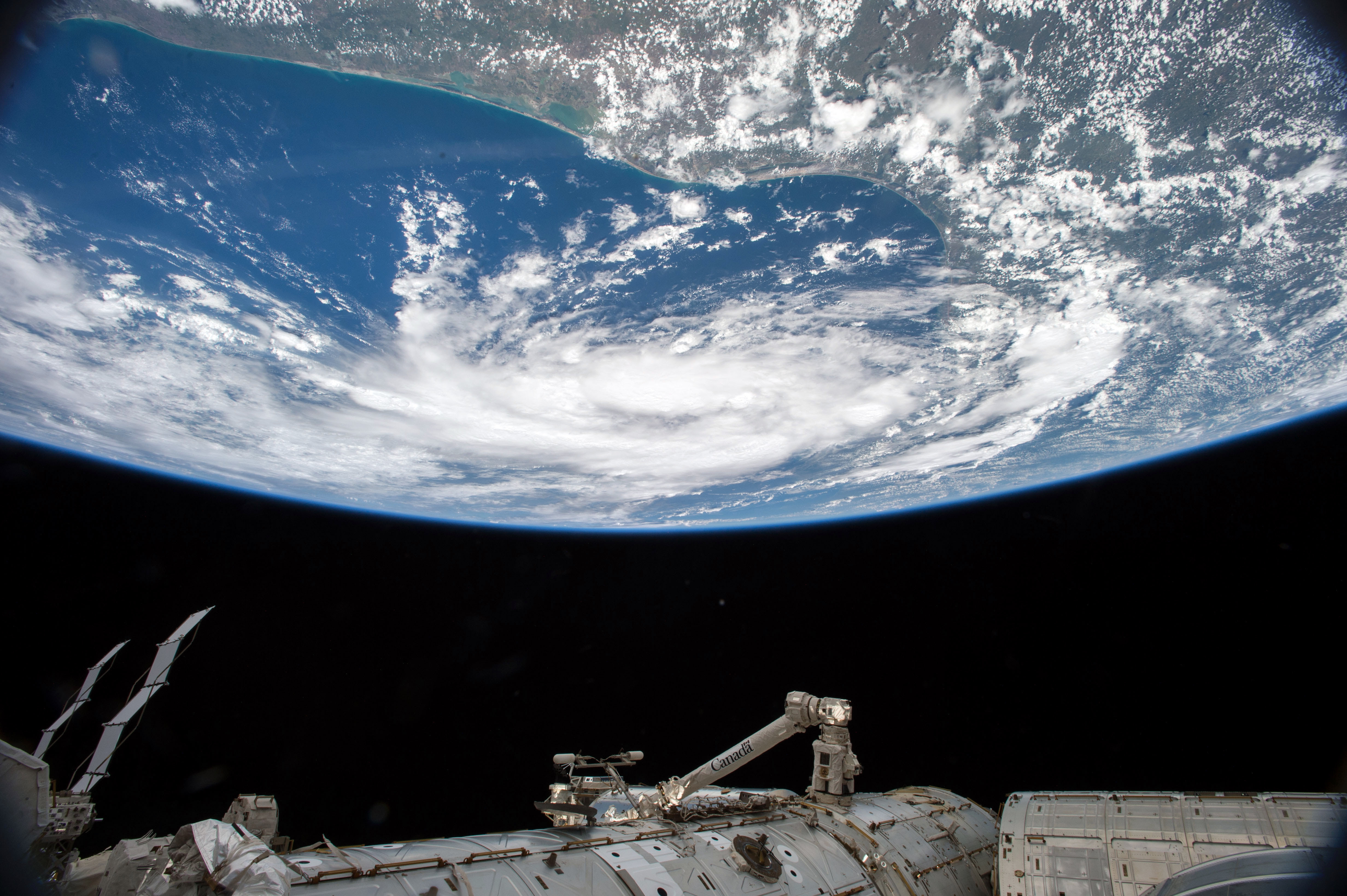 Tropical Storm Bill in the Gulf of Mexico is seen approaching the coast of Texas in this picture from NASA astronaut Scott Kelly on the International Space Station, taken June 15, 2015. Source: NASA via Reuters.