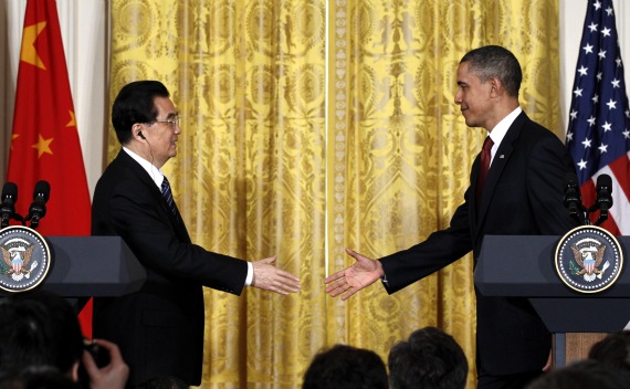 U.S. President Barack Obama and Chinese President Hu Jintao shake hands at the conclusion of their joint news conference in the East Room at the White House in Washington, January 19, 2011.