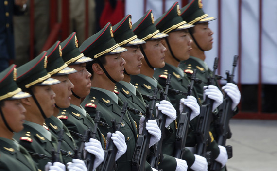 Chinese soldiers, invited by Mexico’s Defense Ministry, take part in a military parade in culmination of bicentennial celebrations in Mexico City