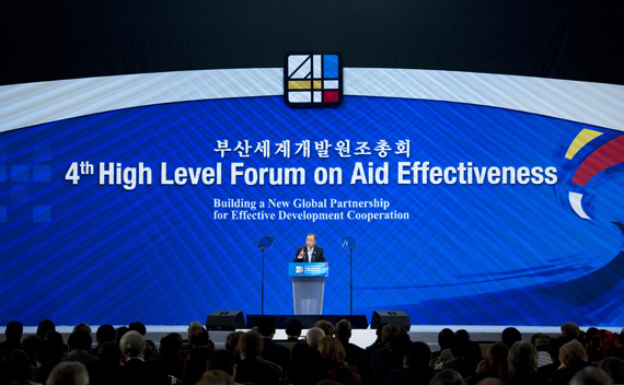 Secretary-General BanSecretary-General Ban Ki-moon addresses the 4th High Level Forum on Aid Effectiveness in Busan, Republic of Korea. 