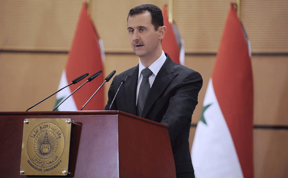 Syria’s President Bashar al-Assad speaks in Damascus