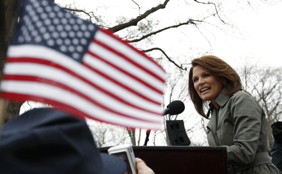 Congresswoman Michele Bachmann speaks at a rally on Capitol Hill on March 31, 2011. (Kevin Lamarque/courtesy Reuters)