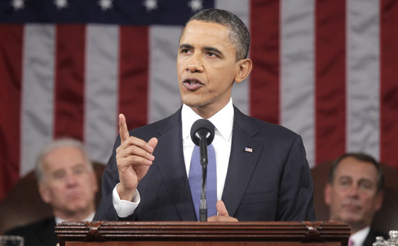President Barack Obama delivers his State of the Union address on Capitol Hill in Washington.