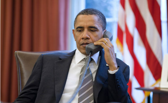 President Obama on the Phone