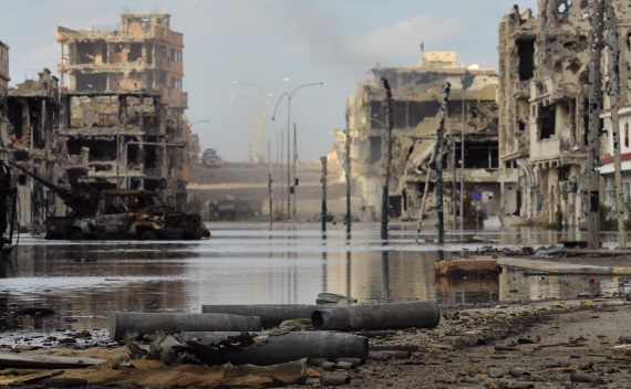 A view of the street after a violent clashes between Libyan interim government forces and loyalists of Muammar Gaddafi in Sirte on October 18, 2011 (Esam Al-Fetori/Courtesy Reuters).