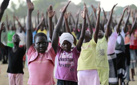 Children prepare for the Independence Day ceremony in Juba, South Sudan.