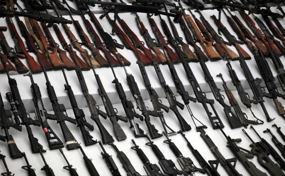 Seized weapons are displayed to the media by the Mexican Navy in Mexico City (Jorge Lopez/Courtesy Reuters).
