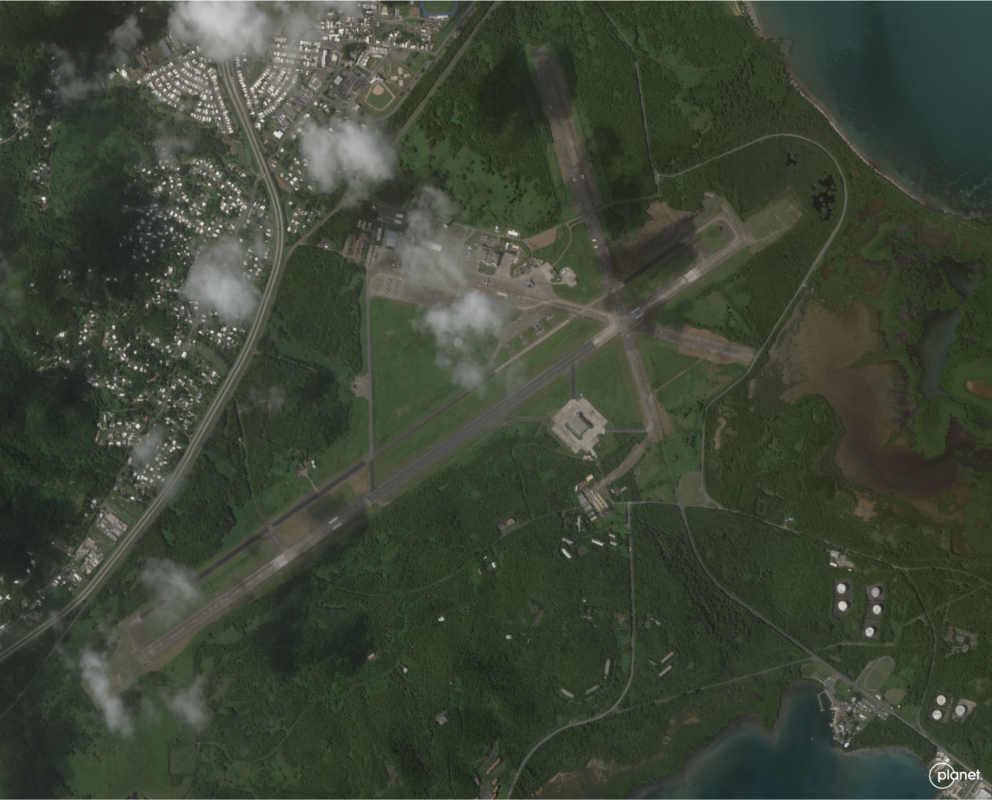 A satellite image of a U.S. military base in Puerto Rico