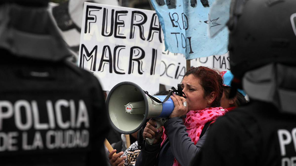 Anti-Macri protesters at a rally