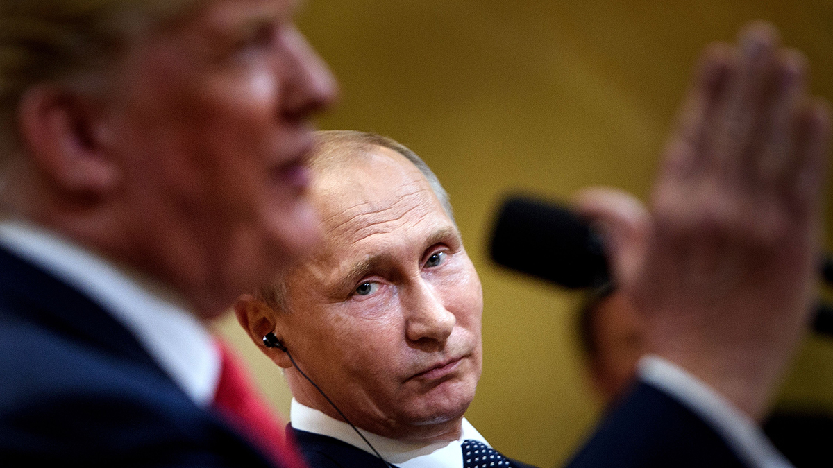 Russian President Vladimir Putin and U.S. President Donald J. Trump meet at a Helsinki summit in July 2018.