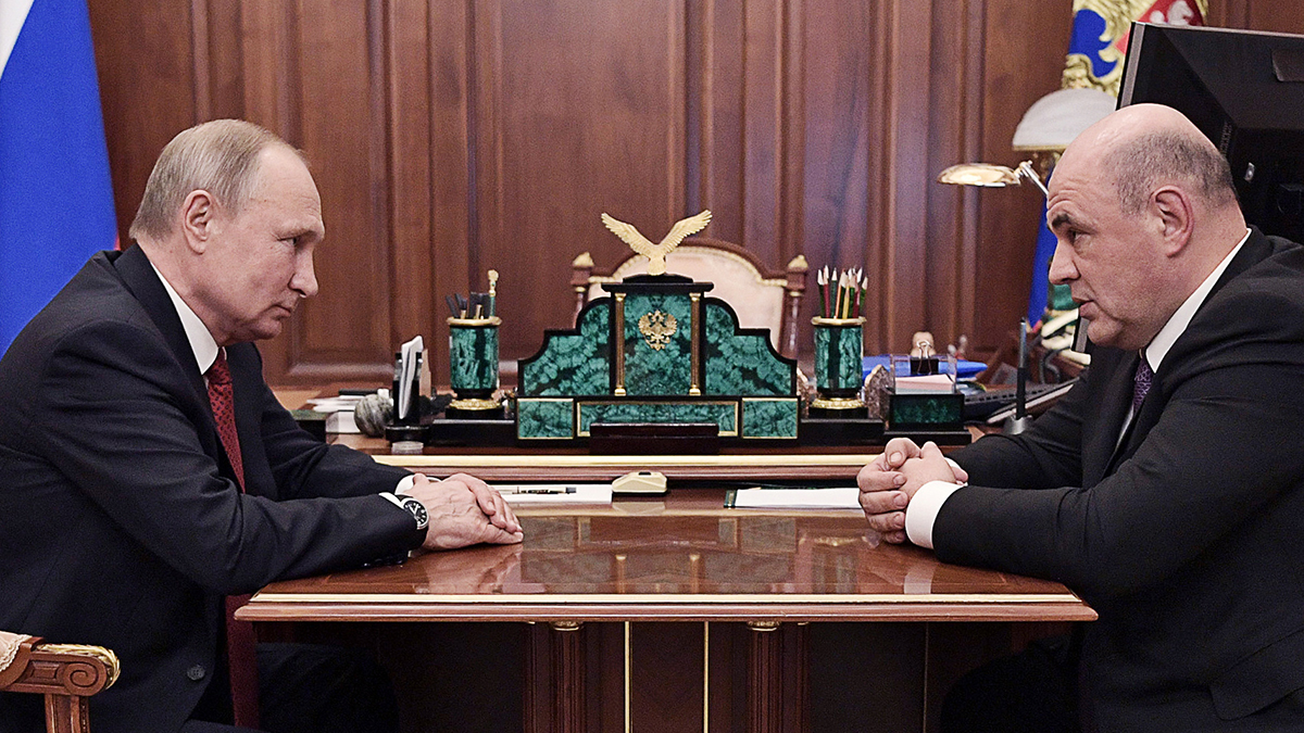 Vladimir Putin and new prime minister Mikhail Mishustin