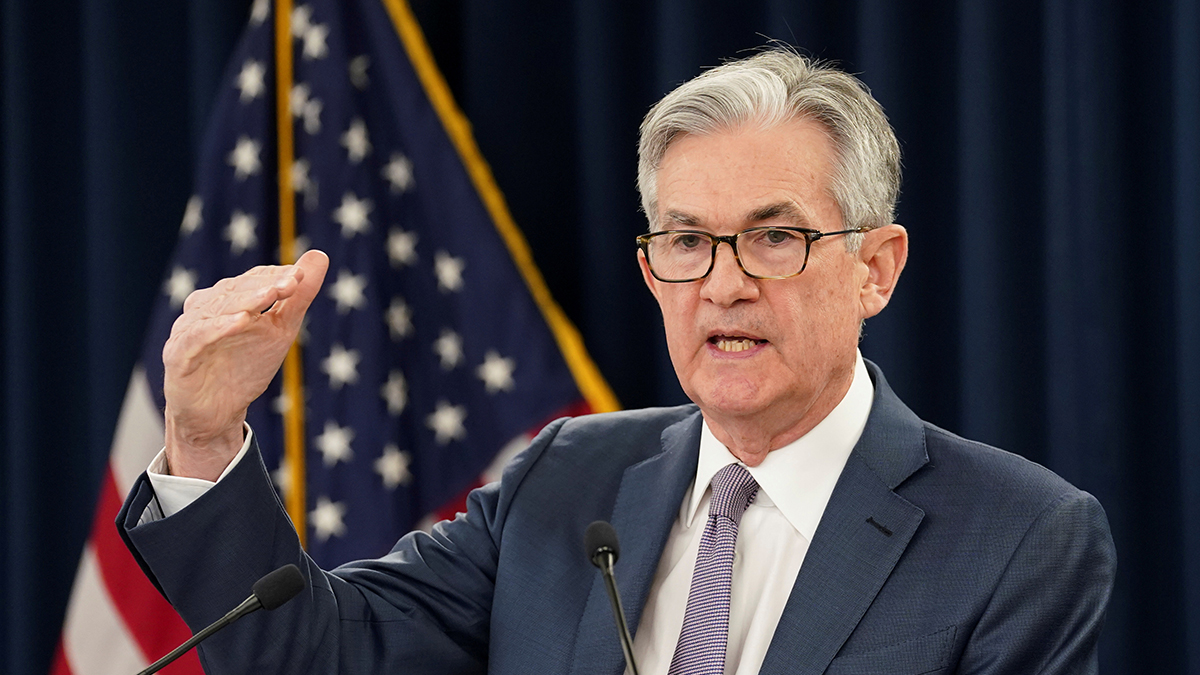 Federal Reserve head Jerome Powell addresses reporters on the emergency response to coronavirus.