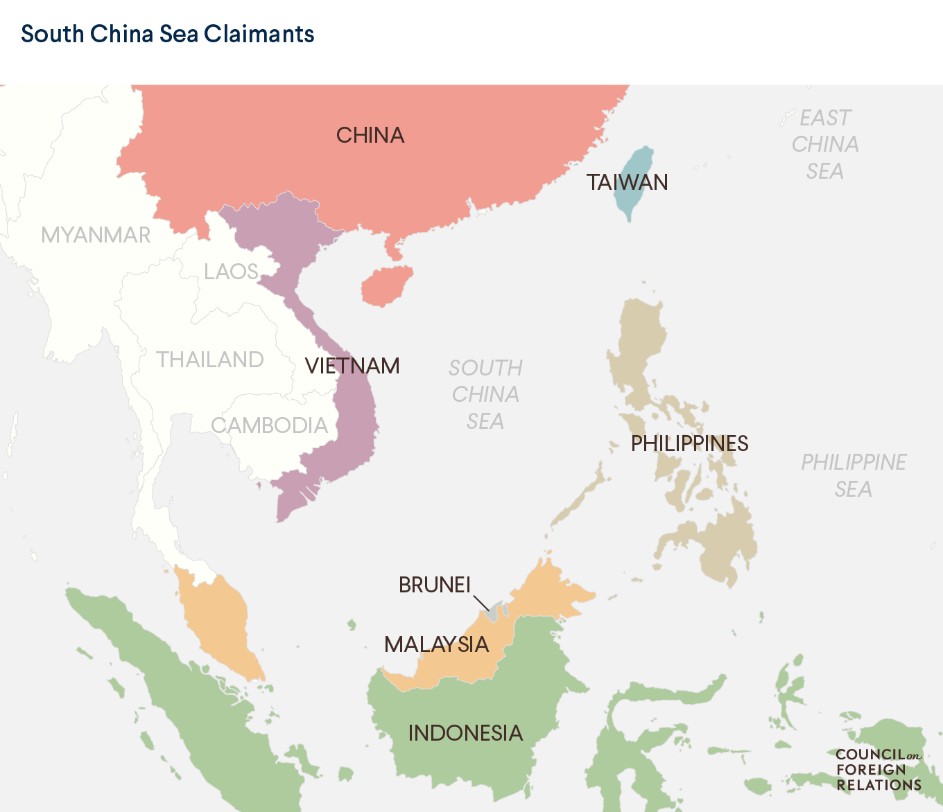 Map of the South China Sea and surrounding countries