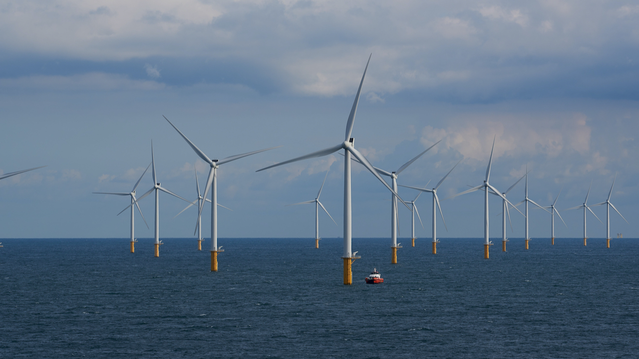 Wind turbines from the Modular Offshore Grid project generate electricity off Belgium’s coast. 