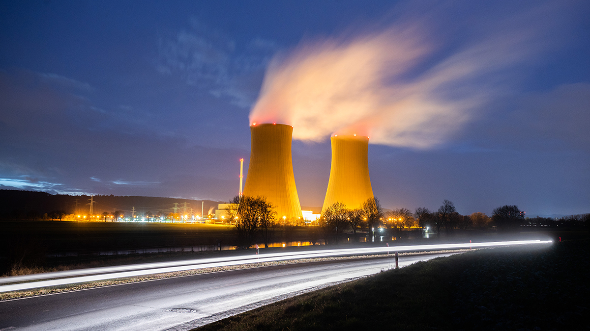 Steam billows from a nuclear power plant in Germany. 
