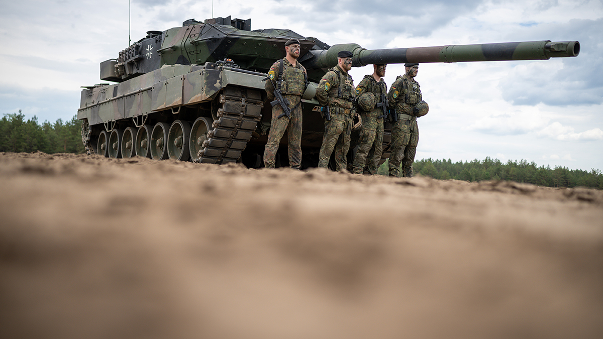 A German Leopard 2 tank seen in a NATO battle group in Lithuania.