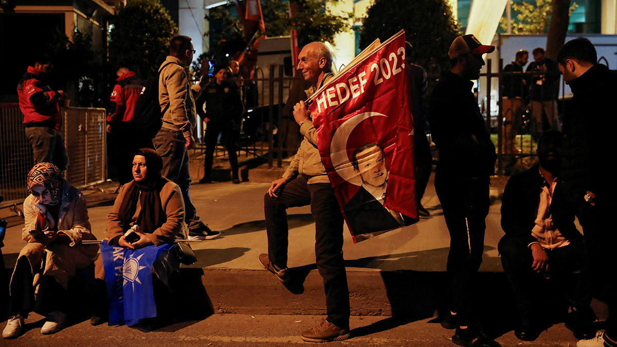 Supporters of Turkish President Recep Tayyip Erdogan wait for election results in Istanbul. Dilara Senkaya/Reuters