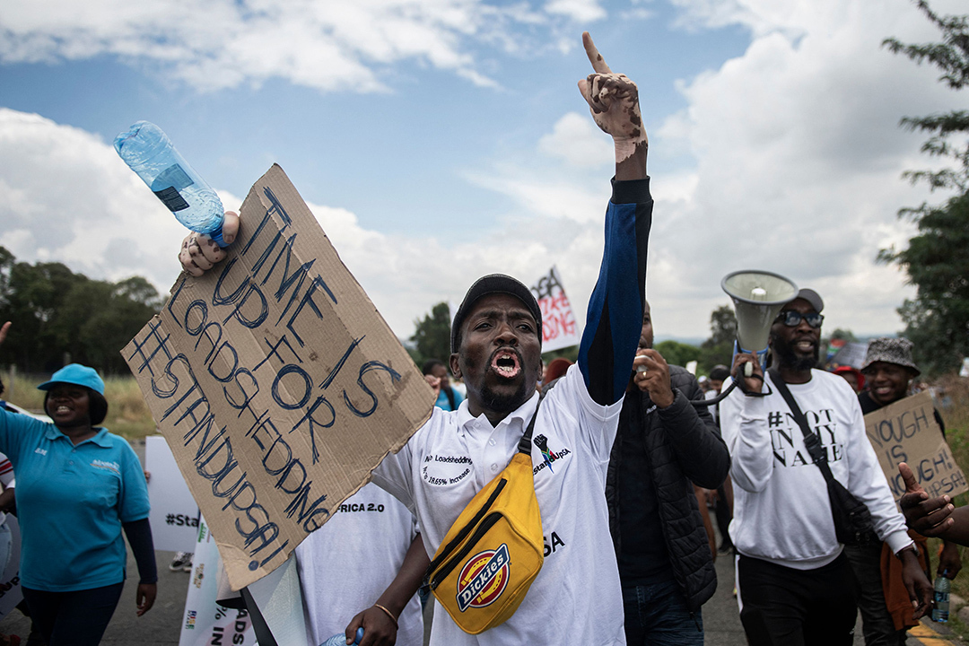 Protesters march to the Eskom headquarters in Johannesburg demanding an end to load-shedding.