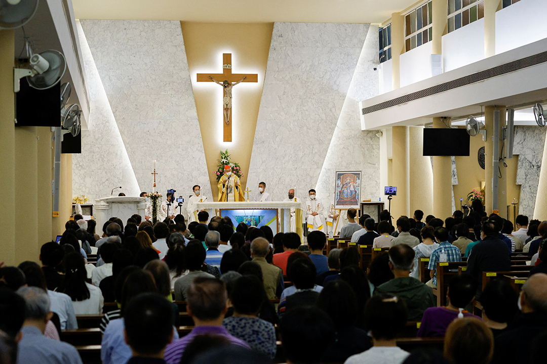 Cardinal Joseph Zen attends a mass for the Chinese Catholic church in Hong Kong.