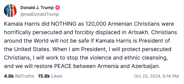 Trump on Armenian persecution