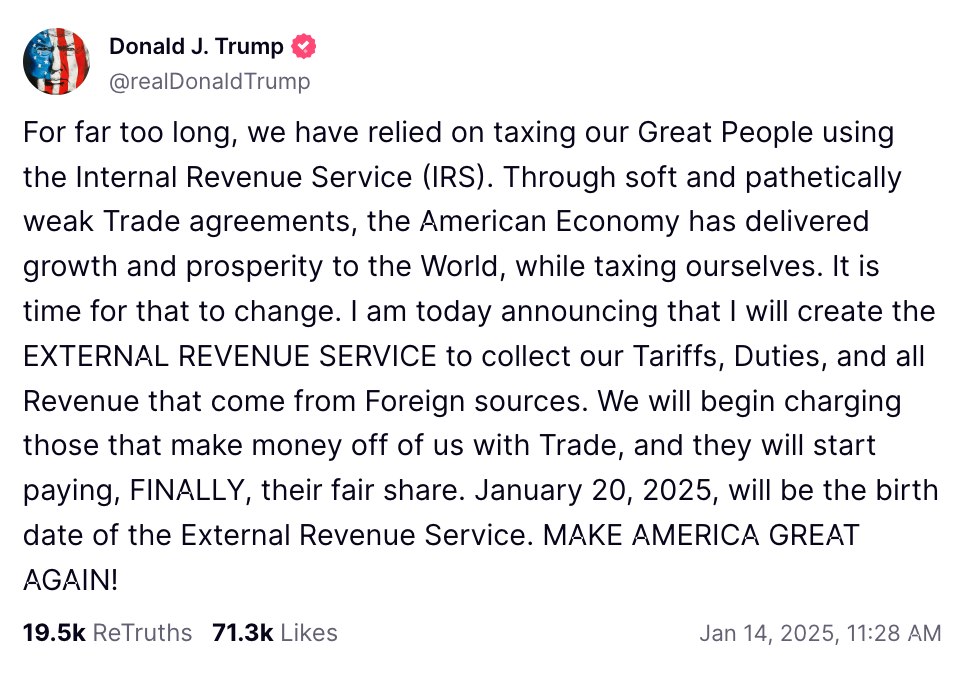 Trump External Revenue Service 