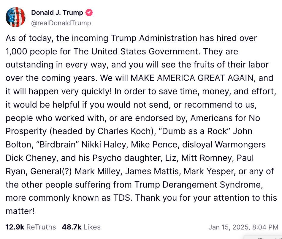 Trump Rejects Establishment Appointees