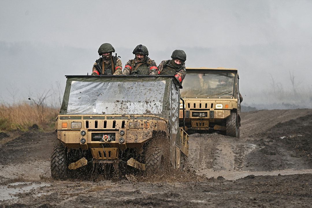Russian service members ride military buggies during combat training at a firing range, in the course of Russia-Ukraine conflict, in Krasnodar region, Russia December 12, 2024. 